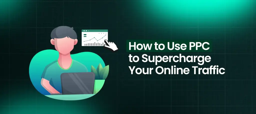 Digital illustration showing how to use PPC ads to supercharge online traffic with pay-per-click marketing strategies