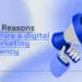 20 Reasons to Hire a Digital Marketing Agency – Techabyte guide with megaphone illustration.