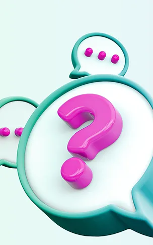 3D teal speech bubble with bright pink question mark – representing FAQs and expert answers for SEO services in Dubai by Techabyte