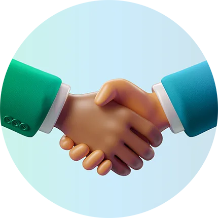 3D green and blue business handshake symbolizing partnership and success with SEO services in Dubai by Techabyte