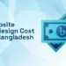 Website redesign cost in Bangladesh – modern blue money icon with Techabyte logo on abstract background